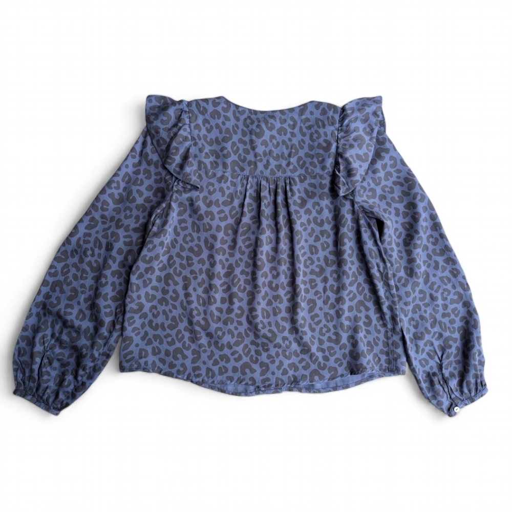 Marine Layer Silky Button Front Ruffled Rory Blou… - image 6